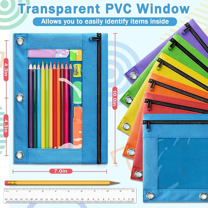 Pencil Pouch for 3 Ring Binder, 144 Pack Bulk Pencil Pouches - Image 2