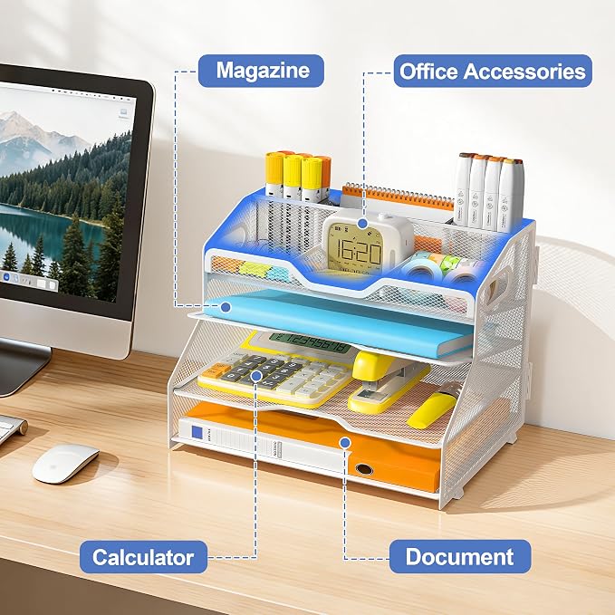 4 Tier Desk Orgnizers and Accessories, Metal Magazine File Holder - Image 6