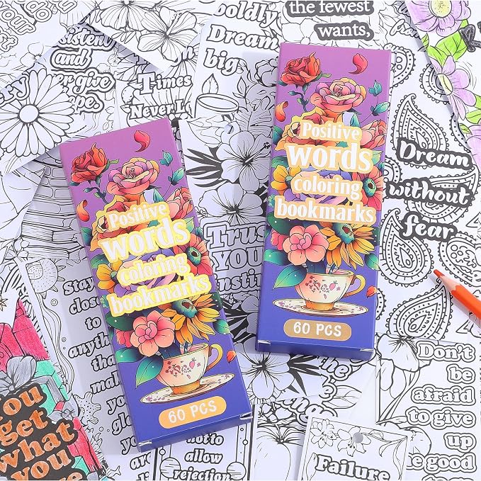 60 PCS Inspirational Quotes Coloring Bookmarks, DIY Coloring Book Markers - Image 3