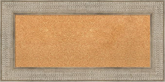 Amanti Art Natural Cork Board for Wall, 18x36 Vision Board with Silver Wood Frame, Medium Corkboard Office Decor for Home Organization, Traditional Corkboard Pinboard to Display Items for Home-DeskLoop Office