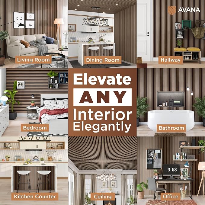 Avana Modern Acoustic Wood Wall Panels – 94.4 X 12.6 Inch Smoke Walnut Acoustic - Image 3