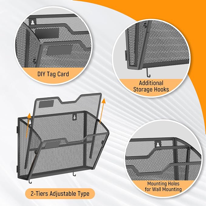 Docnest 2 Tier Mesh Wall File Holders - Image 4