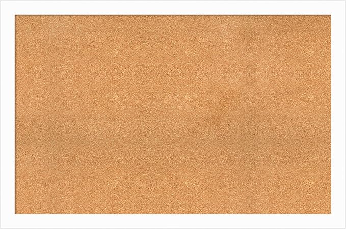Amanti Art Natural Cork Board for Wall, 31x47 Vision Board with White Frame, Oversize Corkboard Office Decor for Home Organization, Casual Corkboard Pinboard to Display Items for Home Organization in-DeskLoop Office