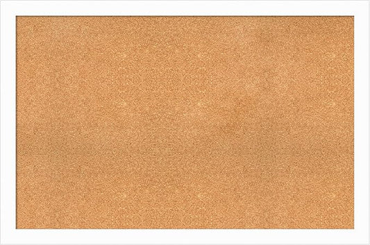 Amanti Art Natural Cork Board for Wall, 31x47 Vision Board with White Frame, Oversize Corkboard Office Decor for Home Organization, Casual Corkboard Pinboard to Display Items for Home Organization in-DeskLoop Office