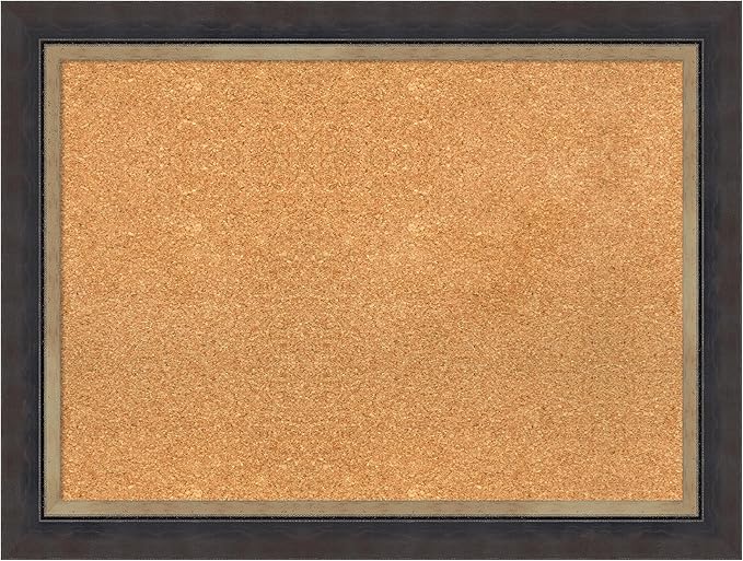 Amanti Art Natural Cork Board for Wall, 25x33 Vision Board with Black Wood Frame, Medium Corkboard Office Decor for Home Organization, Casual Corkboard Pinboard to display items for home organization-DeskLoop Office