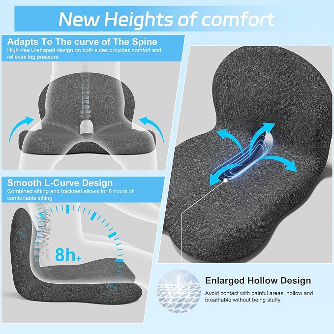 Truck Driver Seat Cushion, Memory Foam L-Shaped Ergonomic Cushion - Image 8