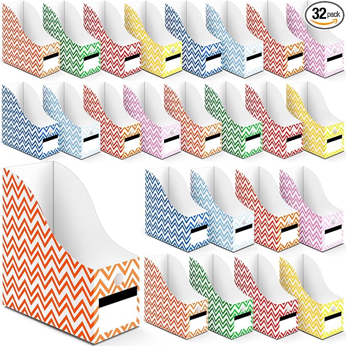 Jutom 32 Pcs Magazine File Holder Set Including Colored Foldable Desk File by Jutom