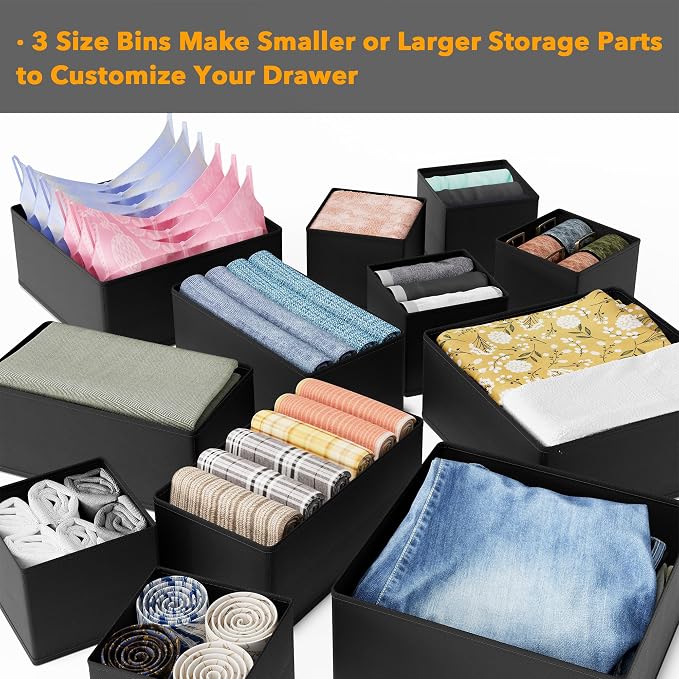 SpaceAid Drawer Organizer Clothes, 12 Pack Dresser Organizer Bins - Image 5