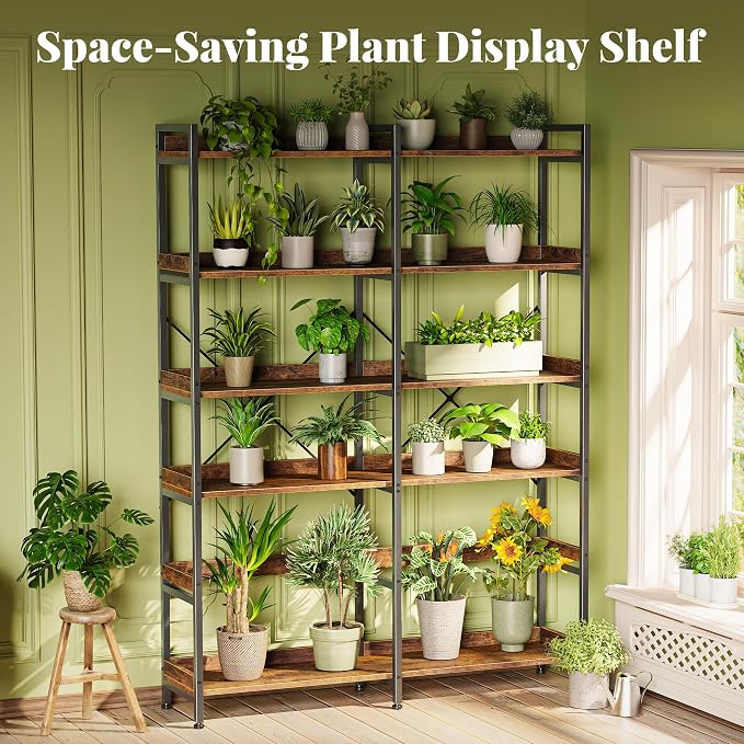 Huuger 6 Tier Bookshelf, Corner Bookshelf - Image 8