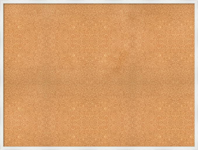 Amanti Art Natural Cork Board for Wall, 37x49 Vision Board with White Frame, Oversize Corkboard Office Decor for Home Organization, Country Rustic Corkboard Pinboard to Display Items for Home-DeskLoop Office