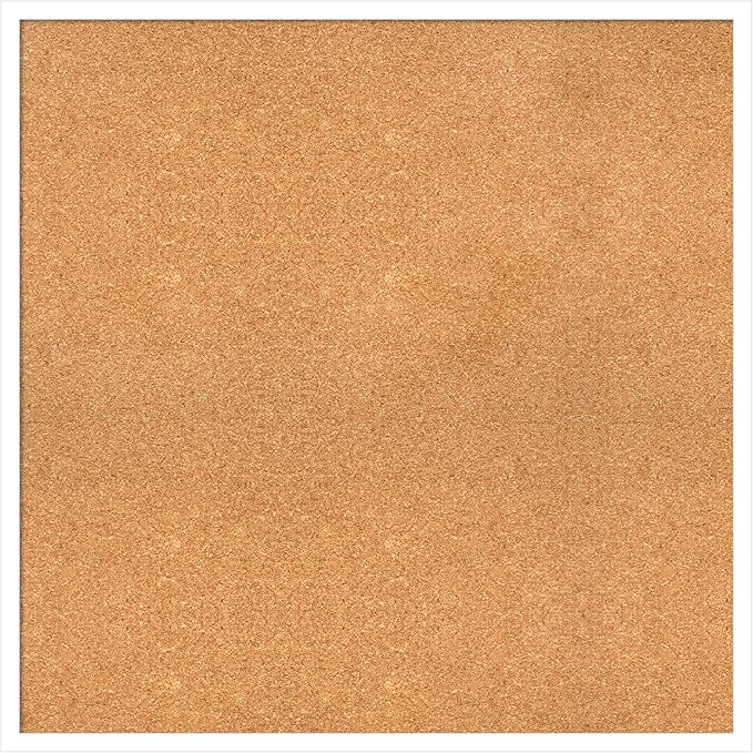 Amanti Art Natural Cork Board for Wall, 31x31 Vision Board with White Frame, Large Corkboard Office Decor for Home Organization, Modern Corkboard Pinboard to Display Items for Home Organization in-DeskLoop Office