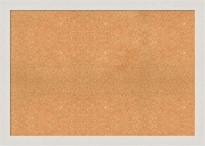 Amanti Art Natural Cork Board for Wall, 29x41 Vision Board with White Frame, Large Corkboard Office Decor for Home Organization, Country Rustic Corkboard Pinboard to Display Items for Home-DeskLoop Office