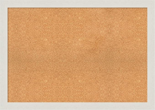 Amanti Art Natural Cork Board for Wall, 29x41 Vision Board with White Frame, Large Corkboard Office Decor for Home Organization, Country Rustic Corkboard Pinboard to Display Items for Home-DeskLoop Office