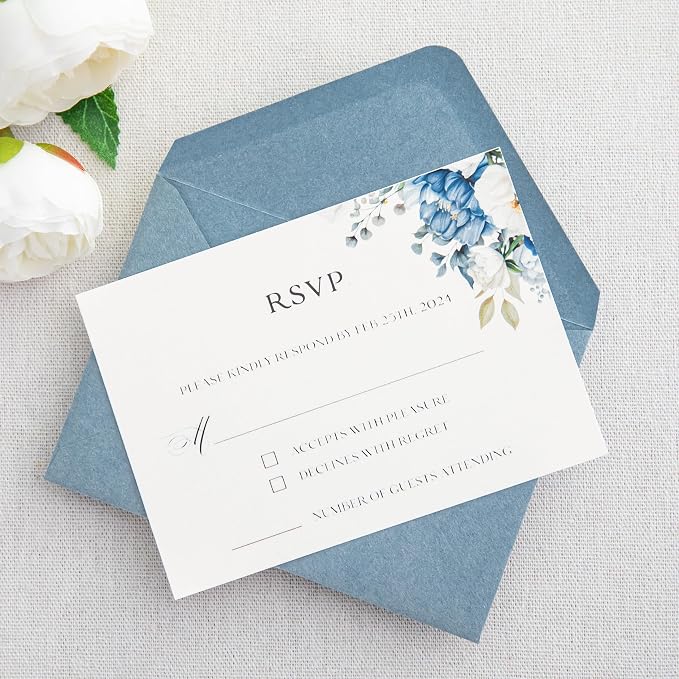 PONATIA 50 Pack A1 Envelopes, 3.63 x 5.2'' Dusty Blue Envelopes Perfect - Image 8