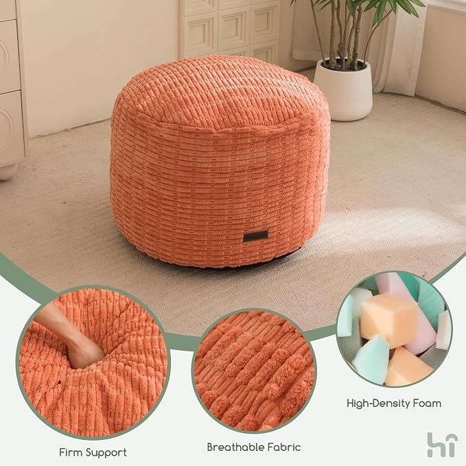 HIGOGOGO Pouf Ottoman Stuffed Round Modern Foam Filled Foot Rest Poufs - Image 6