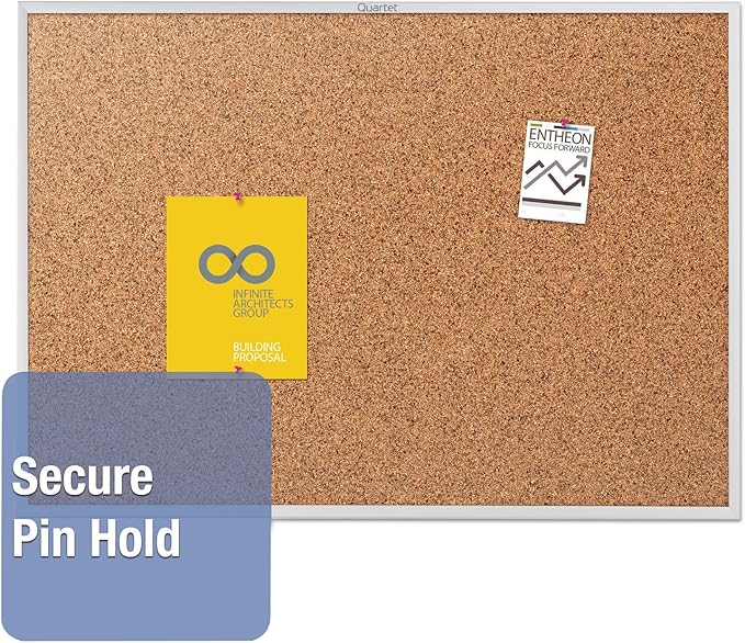 Quartet Cork Board, Bulletin Board, 3' x 2' Corkboard, Aluminum Frame (2303)-DeskLoop Office