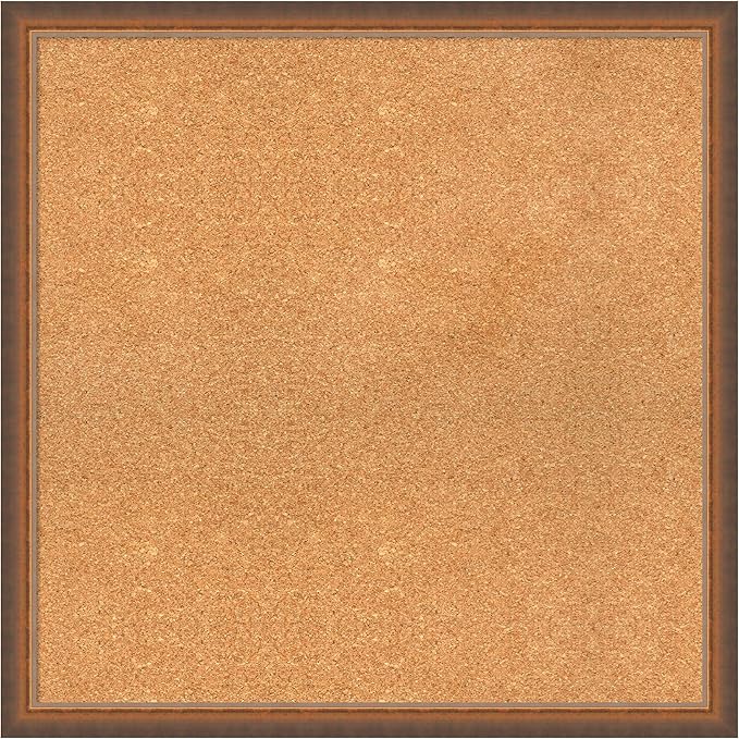Amanti Art Natural Cork Board for Wall, 28x28 Vision Board with Bronze Frame, Large Corkboard Office Decor for Home Organization, Modern Corkboard Pinboard to Display Items for Home Organization in-DeskLoop Office