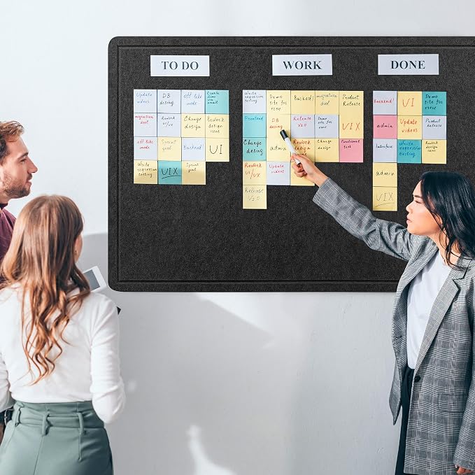 AKTOP Large Office Cork Bulletin Board 60" x 36", Foldable Black Felt Notice - Image 2