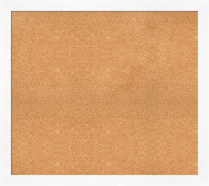 Amanti Art Natural Cork Board for Wall, 33x37 Vision Board with White Frame, Large Corkboard Office Decor for Home Organization, Modern Corkboard Pinboard to Display Items for Home Organization in-DeskLoop Office