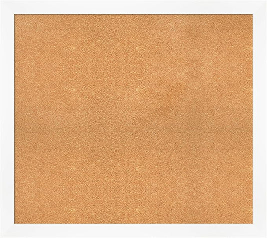 Amanti Art Natural Cork Board for Wall, 33x37 Vision Board with White Frame, Large Corkboard Office Decor for Home Organization, Modern Corkboard Pinboard to Display Items for Home Organization in-DeskLoop Office