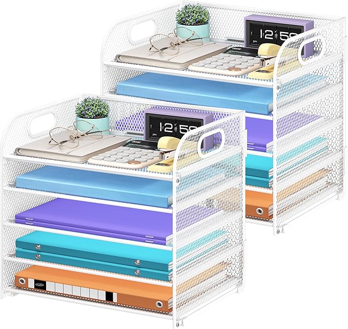 Cawukege 2 Pack 5 Tier Paper Organizer, Letter Tray by Cawukege