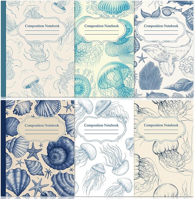 Harloon 6 Pack Composition Notebooks College Ruled Bulk Blue Ocean Composition by Muasung