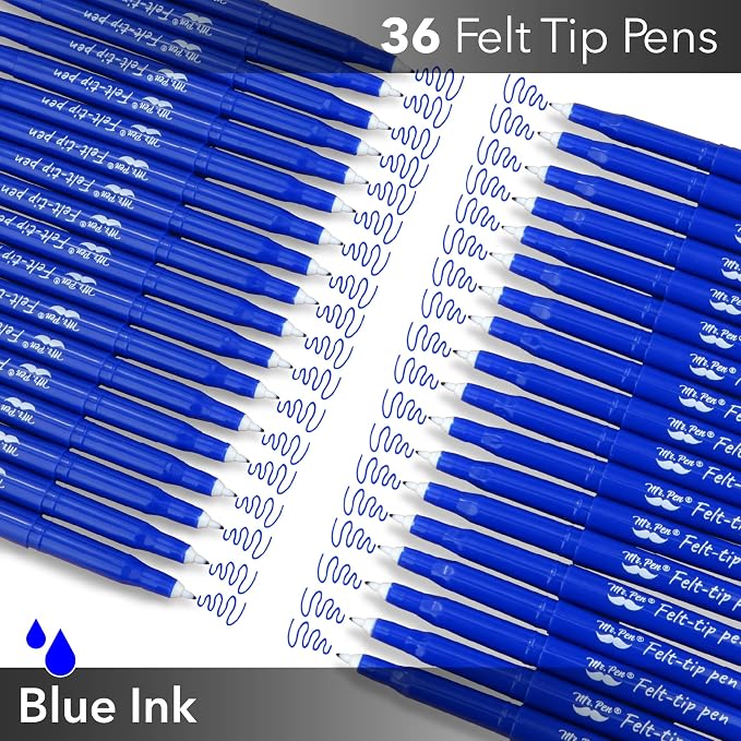 Mr. Pen- Felt Tip Pens, 36 Pack, 0.7 mm, Fast Dry | No Smear, Planner Markers - Image 2