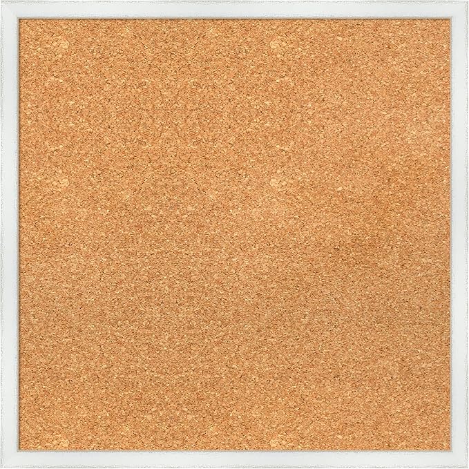 Amanti Art Natural Cork Board for Wall, 21x21 Vision Board with White Frame, Medium Corkboard Office Decor for Home Organization, Country Rustic Corkboard Pinboard to Display Items for Home-DeskLoop Office
