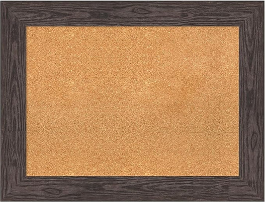Amanti Art Natural Cork Board for Wall, 26x34 Vision Board with Black Wood Frame, Medium Corkboard Office Decor for Home Organization, Rustic Farmhouse Corkboard Pinboard to display items for home-DeskLoop Office