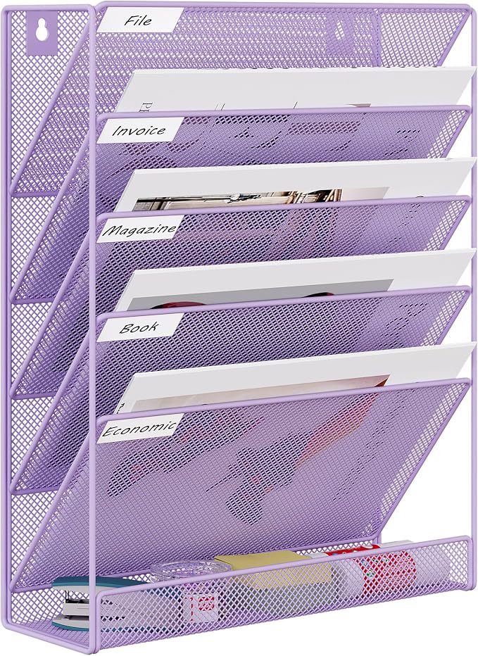 EasyPAG 5 Tier Wall File Holder, Mesh Hanging Folder Organizer by EasyPAG