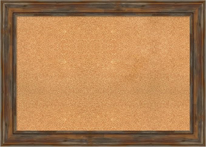 Amanti Art Natural Cork Board for Wall, 30x42 Vision Board with Brown Wood Frame, Large Corkboard Office Decor for Home Organization, Rustic Farmhouse Corkboard Pinboard to display items for home-DeskLoop Office