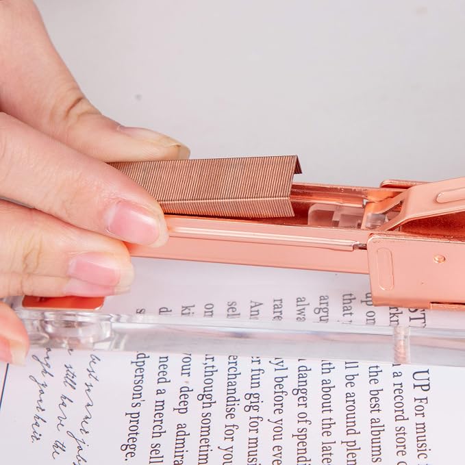 Elegant Ultra Clear Acrylic Rose Gold Desktop Stapler - Image 4