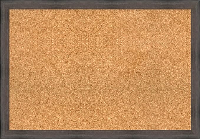 Amanti Art Natural Cork Board for Wall, 27x39 Vision Board with Brown Wood Frame, Large Corkboard Office Decor for Home Organization, Rustic Farmhouse Corkboard Pinboard to display items for home-DeskLoop Office