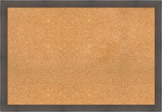 Amanti Art Natural Cork Board for Wall, 27x39 Vision Board with Brown Wood Frame, Large Corkboard Office Decor for Home Organization, Rustic Farmhouse Corkboard Pinboard to display items for home-DeskLoop Office