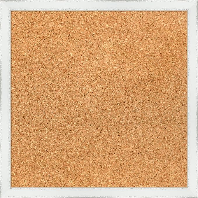 Amanti Art Natural Cork Board for Wall, 15x15 Vision Board with White Frame, Small Corkboard Office Decor for Home Organization, Country Rustic Corkboard Pinboard to Display Items for Home-DeskLoop Office