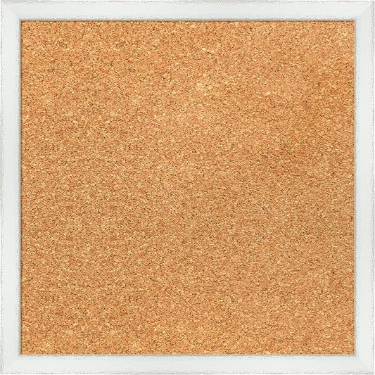 Amanti Art Natural Cork Board for Wall, 15x15 Vision Board with White Frame, Small Corkboard Office Decor for Home Organization, Country Rustic Corkboard Pinboard to Display Items for Home-DeskLoop Office