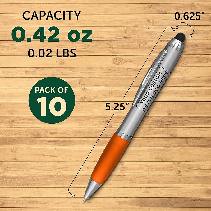 DISCOUNT PROMOS Custom Stylus Ballpoint Pens Set of 10, Personalized Bulk Pack - Image 5