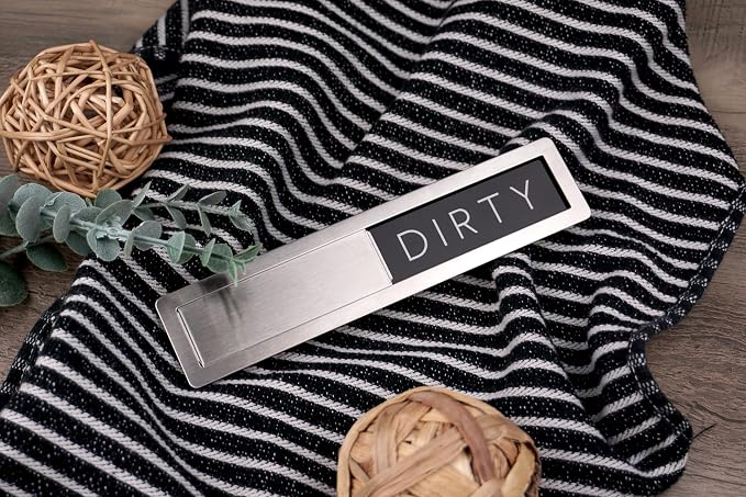 Stainless Steel Dishwasher Magnet Clean Dirty Sign - Image 3