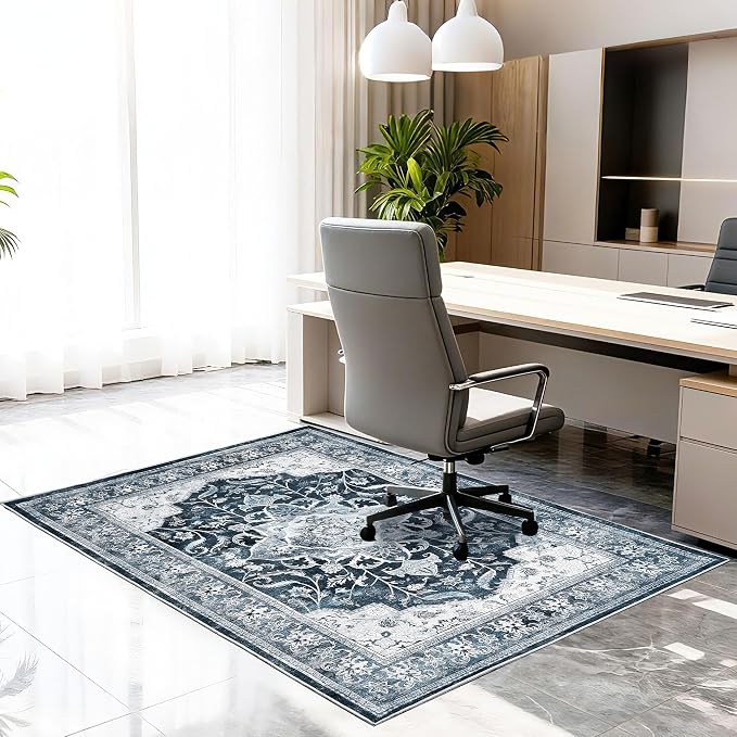 Office Chair Mat for Hardwood Tile Floor, Machine Washable Office Area Carpet by Ufeekare