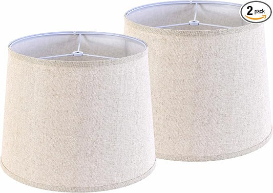 Beige Fabric Lamp Shade Set of 2 Medium Lamp Shades-11"×13"×10" Inch, by GOSO