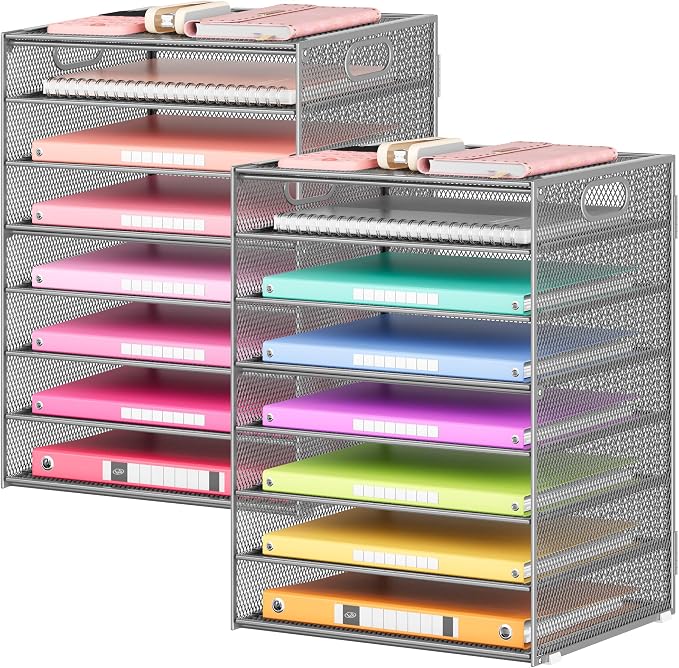 Lavatino 2 Pack 8-Tier Office Desk File Organizer, Letter Tray Paper Organizer by Lavatino