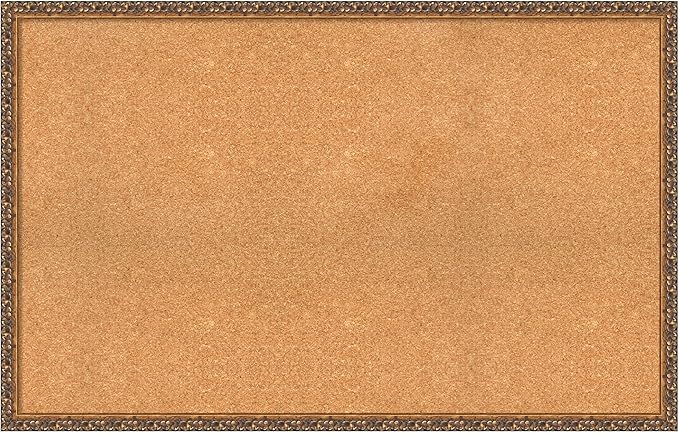 Amanti Art Natural Cork Board for Wall, 28x44 Vision Board with Bronze Frame, Oversize Corkboard Office Decor for Home Organization, Traditional Corkboard Pinboard to Display Items for Home-DeskLoop Office