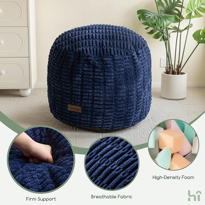 HIGOGOGO Pouf Ottoman Stuffed Round Modern Foam Filled Foot Rest Poufs - Image 7