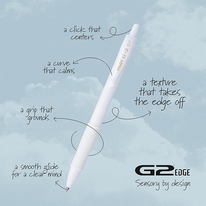 PILOT, G2 Edge White Premium Gel Roller Pens, Sensory Writing Experience, 8ct box, Fine Point 0.7 mm-DeskLoop Office