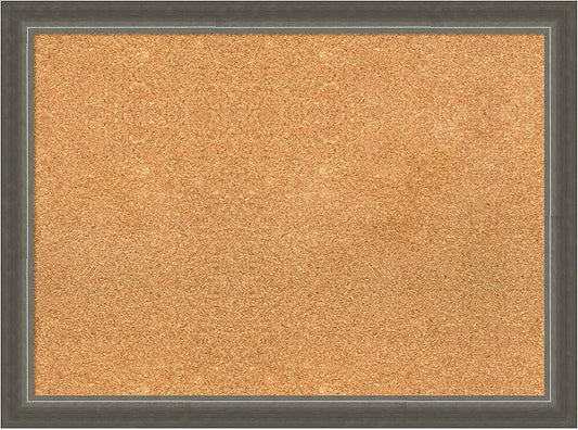 Amanti Art Natural Cork Board for Wall, 23x31 Vision Board with Silver Wood Frame, Medium Corkboard Office Decor for Home Organization, Casual Corkboard Pinboard to Display Items for Home-DeskLoop Office