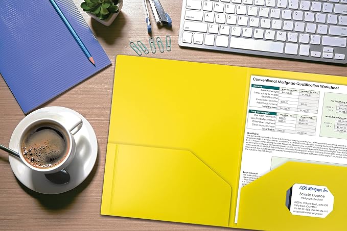Better Office Products Heavyweight Plastic 2 Pocket Portfolio Folder, Letter - Image 2
