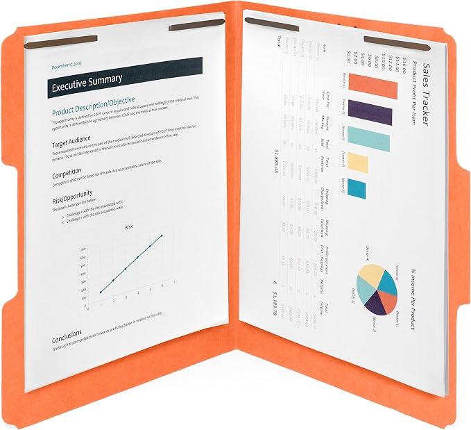 50 Orange Fastener File Folders - Image 2
