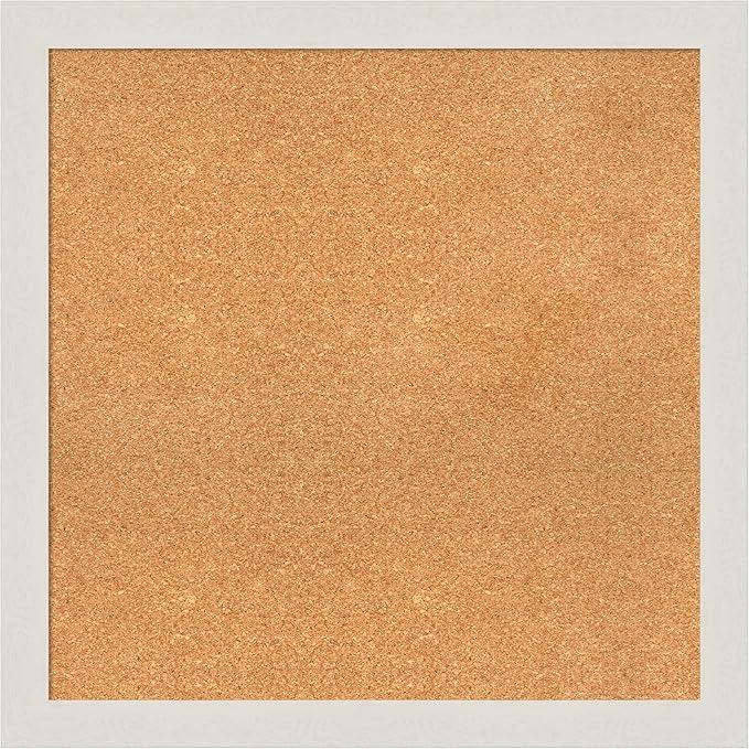 Amanti Art Natural Cork Board for Wall, 31x31 Vision Board with White Frame, Large Corkboard Office Decor for Home Organization, Country Rustic Corkboard Pinboard to Display Items for Home-DeskLoop Office