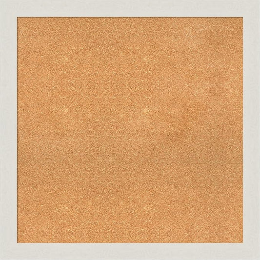 Amanti Art Natural Cork Board for Wall, 31x31 Vision Board with White Frame, Large Corkboard Office Decor for Home Organization, Country Rustic Corkboard Pinboard to Display Items for Home-DeskLoop Office