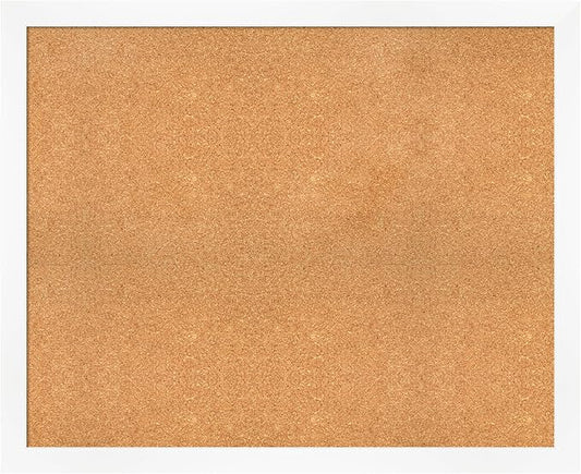 Amanti Art Natural Cork Board for Wall, 35x43 Vision Board with White Frame, X-Large Corkboard Office Decor for Home Organization, Modern Corkboard Pinboard to Display Items for Home Organization in-DeskLoop Office